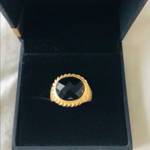 Gold Bezel Oval Onyx Ring